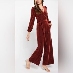 Lost + wander long sleeves velvet jumpsuit